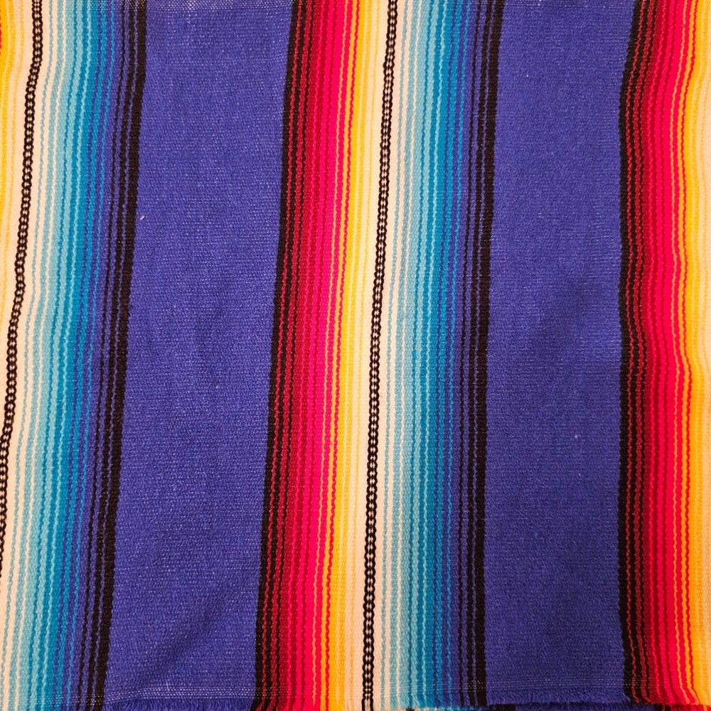 El Paso Saddleblanket Co Serape Stripe Woven Placemats Red Blue Olive 14x18 Set6 - Picture 6 of 8